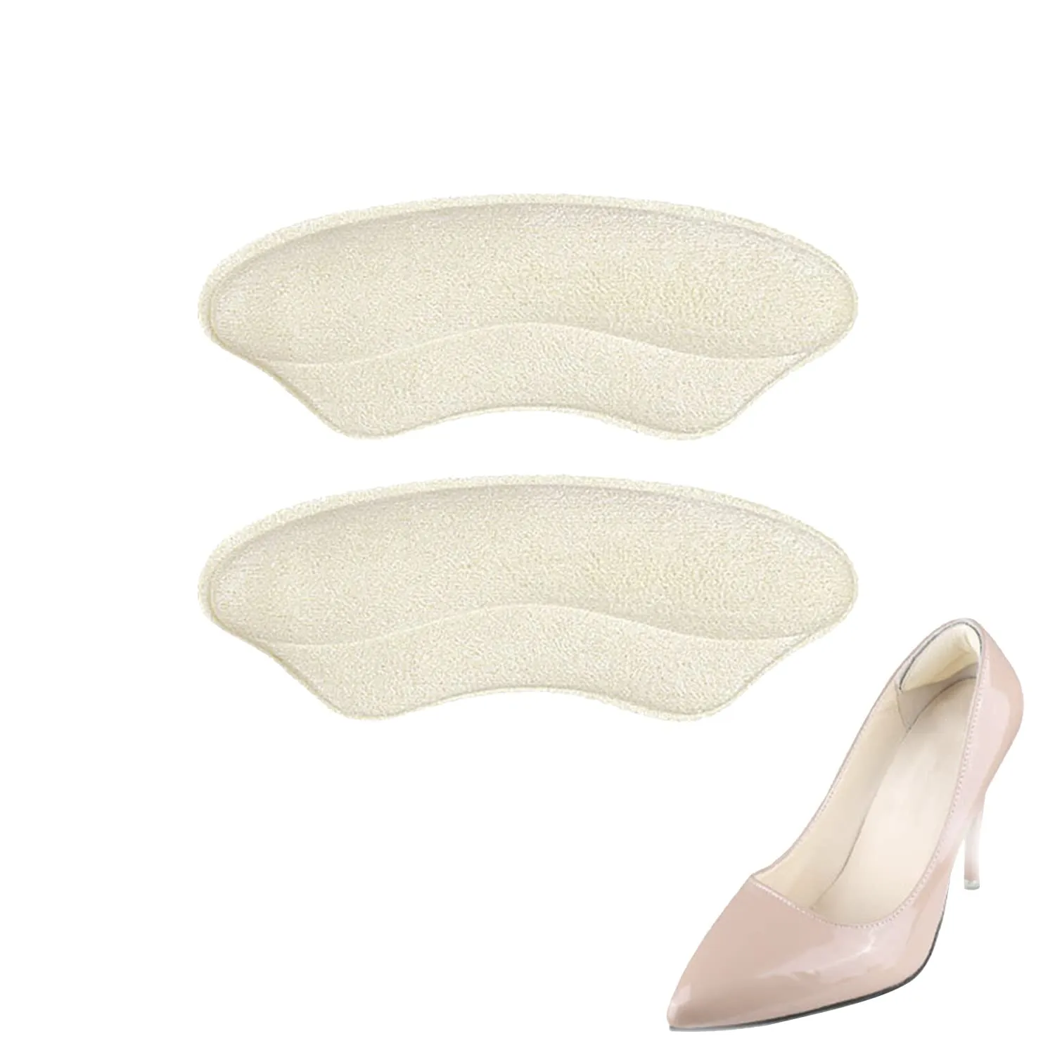 1 Pair Self-Adhesive Heel Grips for Shoes, 2 Picks Heel Cushions Soft Pads for Loose Shoes, Big Shoes, High Heels, Men Women Sneakers Apricot