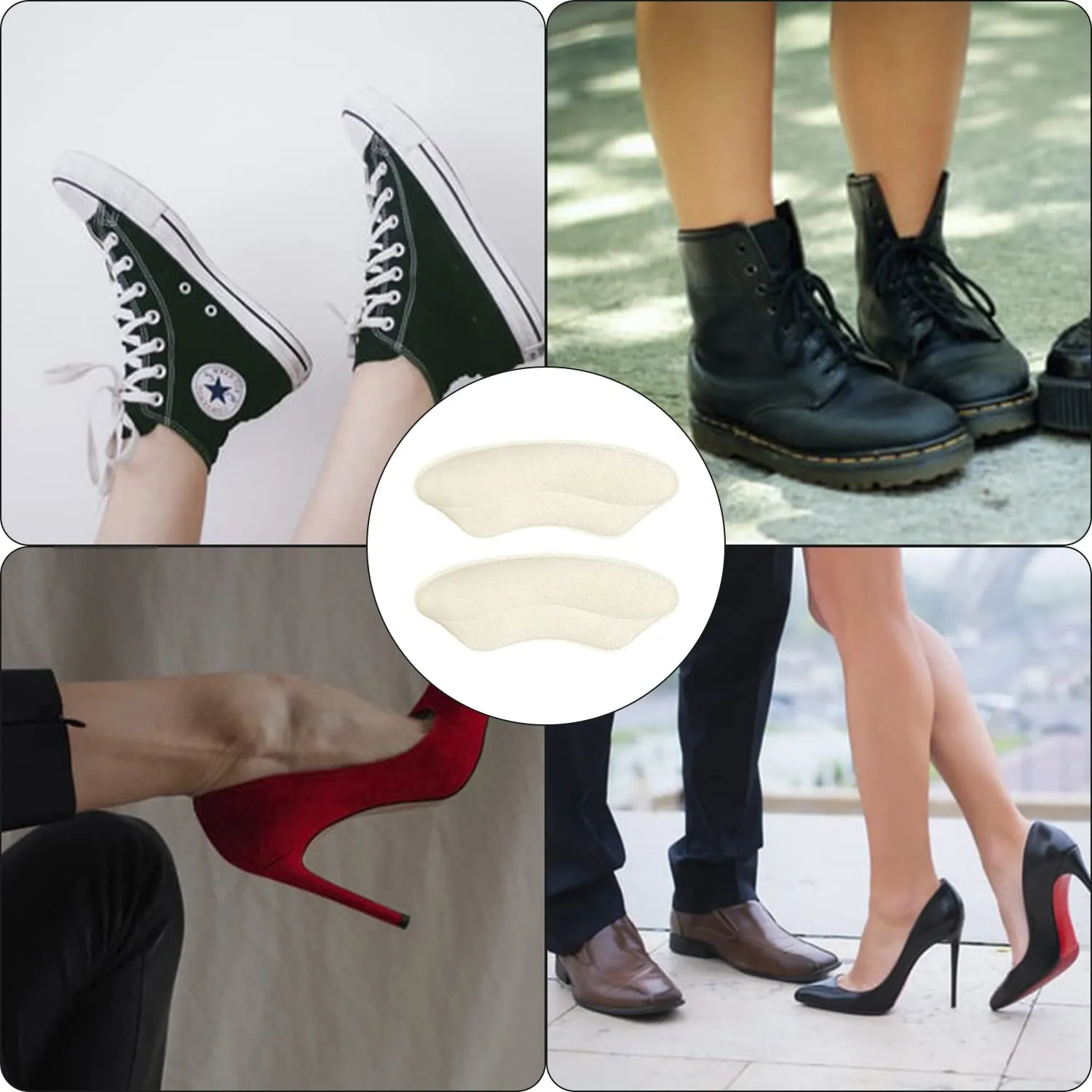 1 Pair Self-Adhesive Heel Grips for Shoes, 2 Picks Heel Cushions Soft Pads for Loose Shoes, Big Shoes, High Heels, Men Women Sneakers Apricot