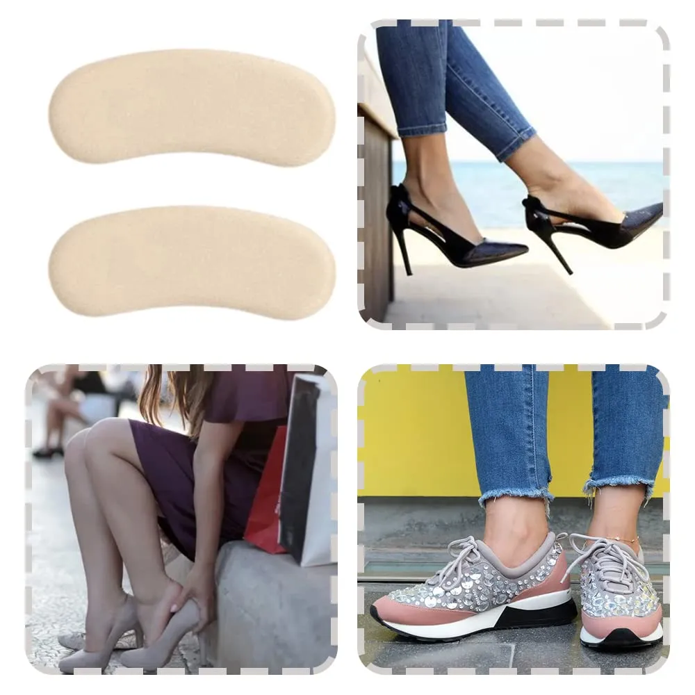 2 Pcs Heel Pads Comfortable Heel Grips Sweat Absorption Heel Cushions for High Heels Loose Shoes Sneakers Women Men