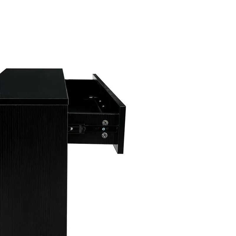 31.5" Modern Black Wooden Shoe Storage Cabinet with 2 Flip Drawers & Metal Legs