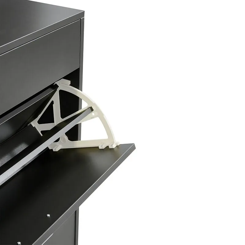 31.5" Modern Black Wooden Shoe Storage Cabinet with 2 Flip Drawers & Metal Legs