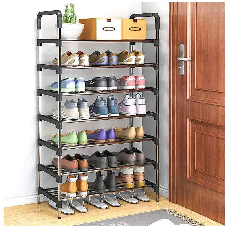 6 Layer Stainless Steel Freestanding Shoe Organizer Yh9901- Black