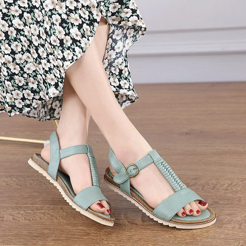 Advbridge Summer Shoes Women Sandals Flat Beach Sandals Fashion Ladies Summer Holiday Shoes Non-slip Thick Sole A4378