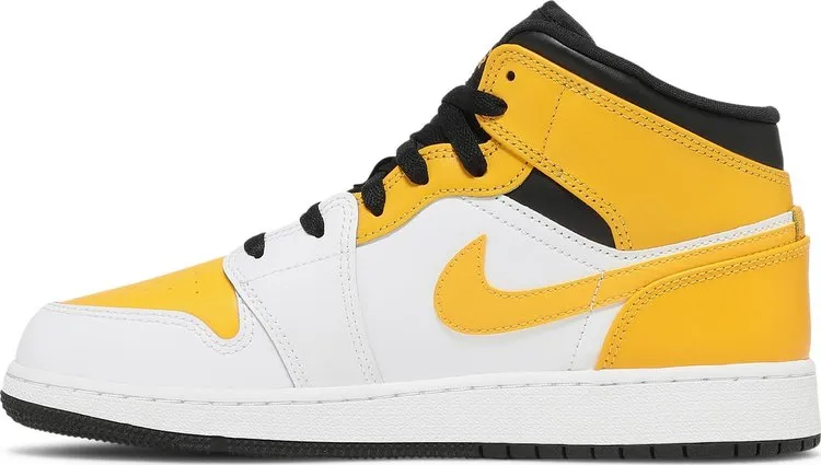 Air Jordan 1 Mid GS University Sneakers, White-Yellow