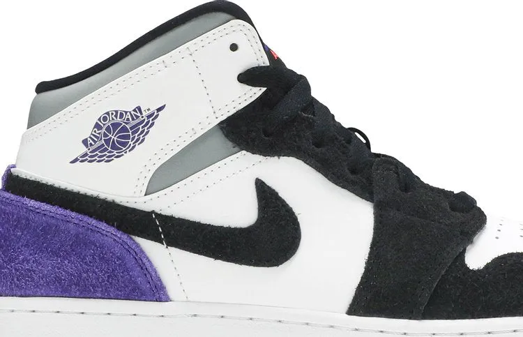 Air Jordan 1 Mid SE GS Varsity Purple sneakers, white