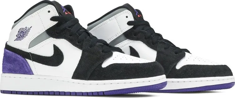 Air Jordan 1 Mid SE GS Varsity Purple sneakers, white