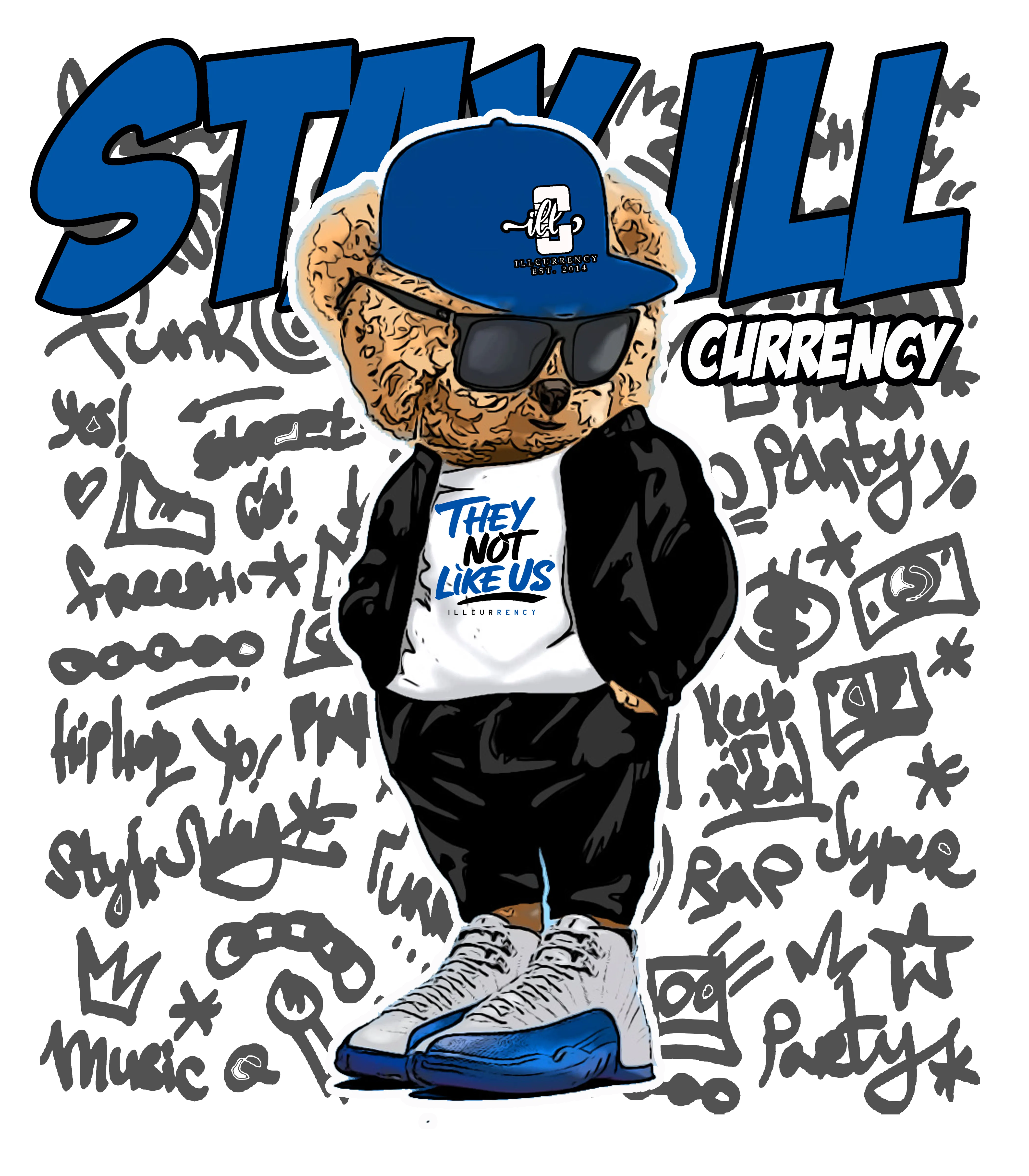 Air Jordan 12 Blueberry White T-Shirt (Stay ill Bear)| illcurrency