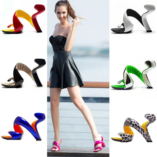 Airy S- Shaped Soleless High Heels Peep Toe Sandals