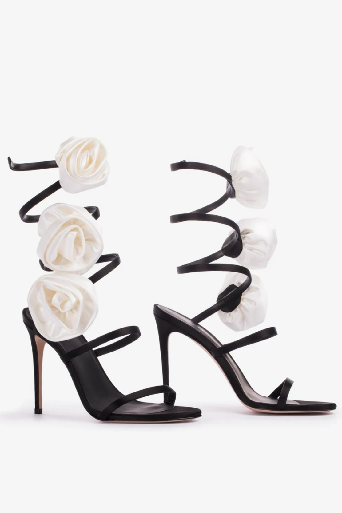 Alana Rose Twists Satin Sandals - Black