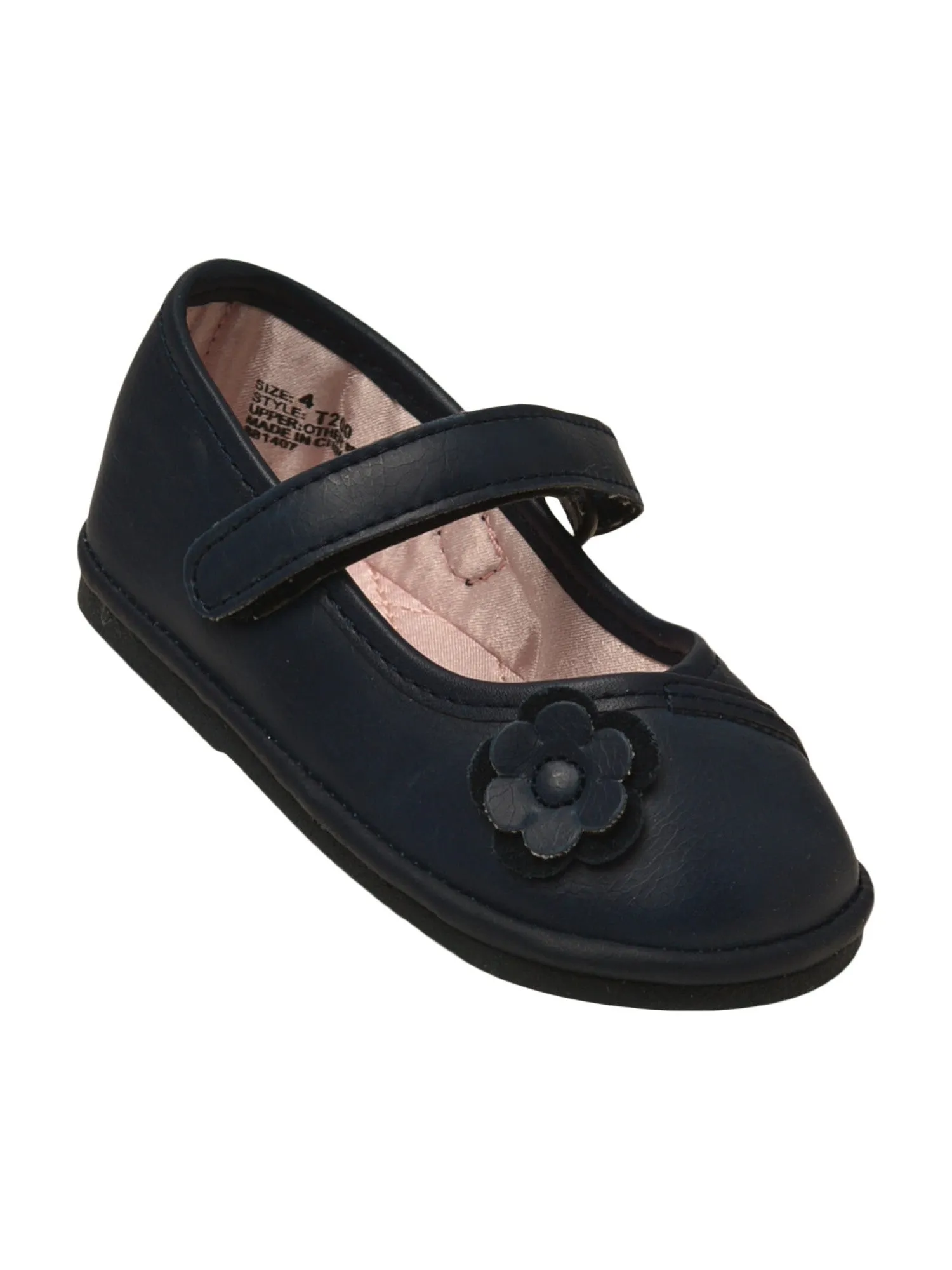 Baby Girls Navy Kimono Flower Hook-And-Loop Mary Jane Shoes 1-4 Baby