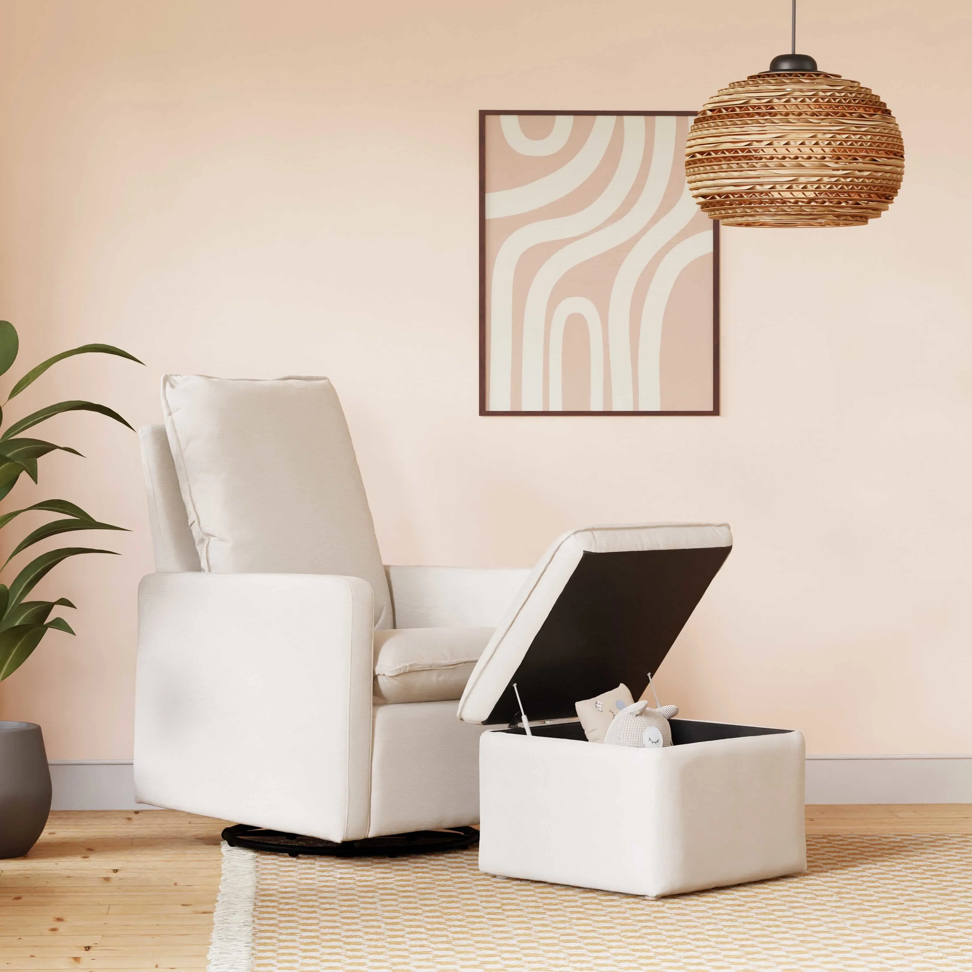 Babyletto Cali Storage Ottoman in Eco-Performance Fabric | Water Repellent & Stain Resistant