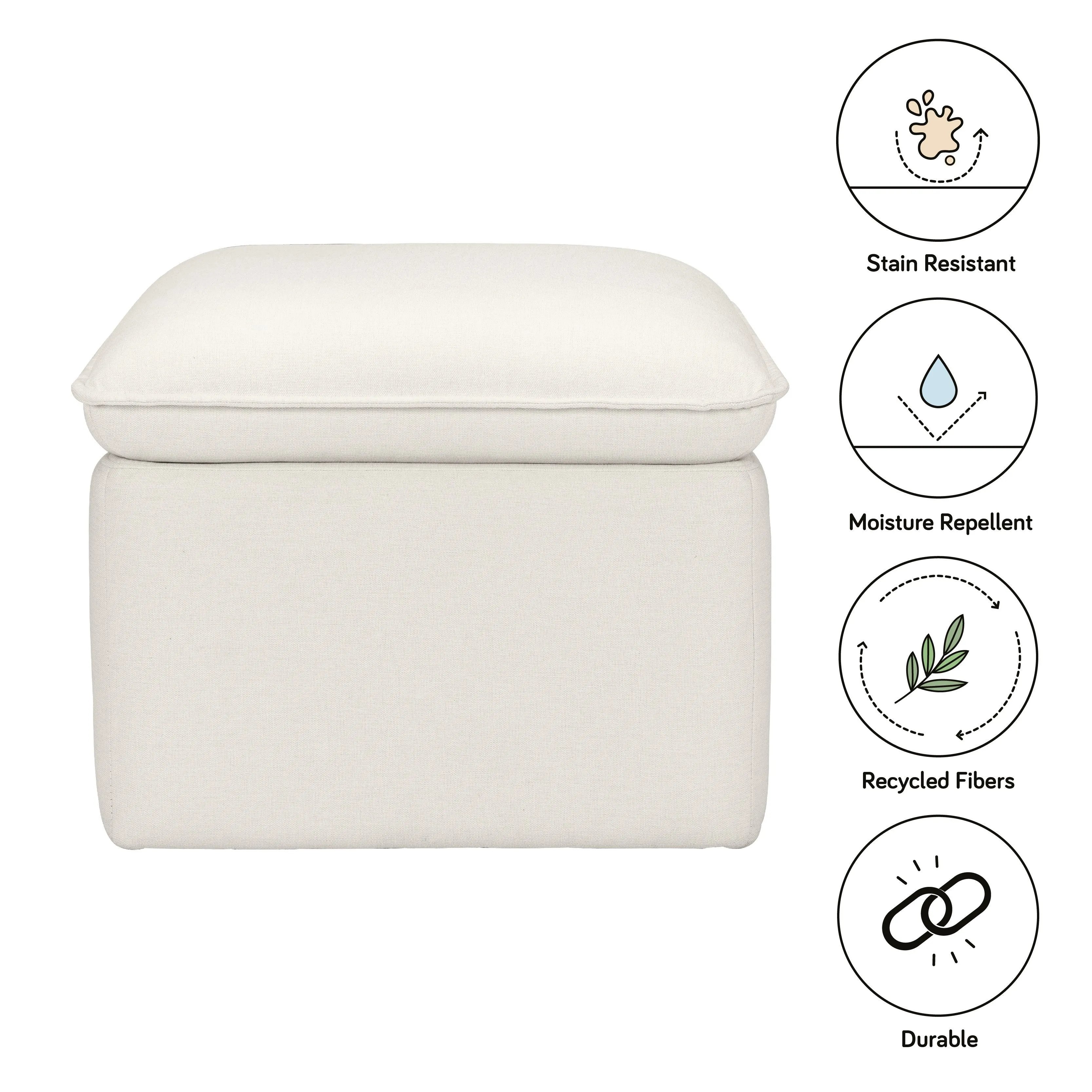 Babyletto Cali Storage Ottoman in Eco-Performance Fabric | Water Repellent & Stain Resistant