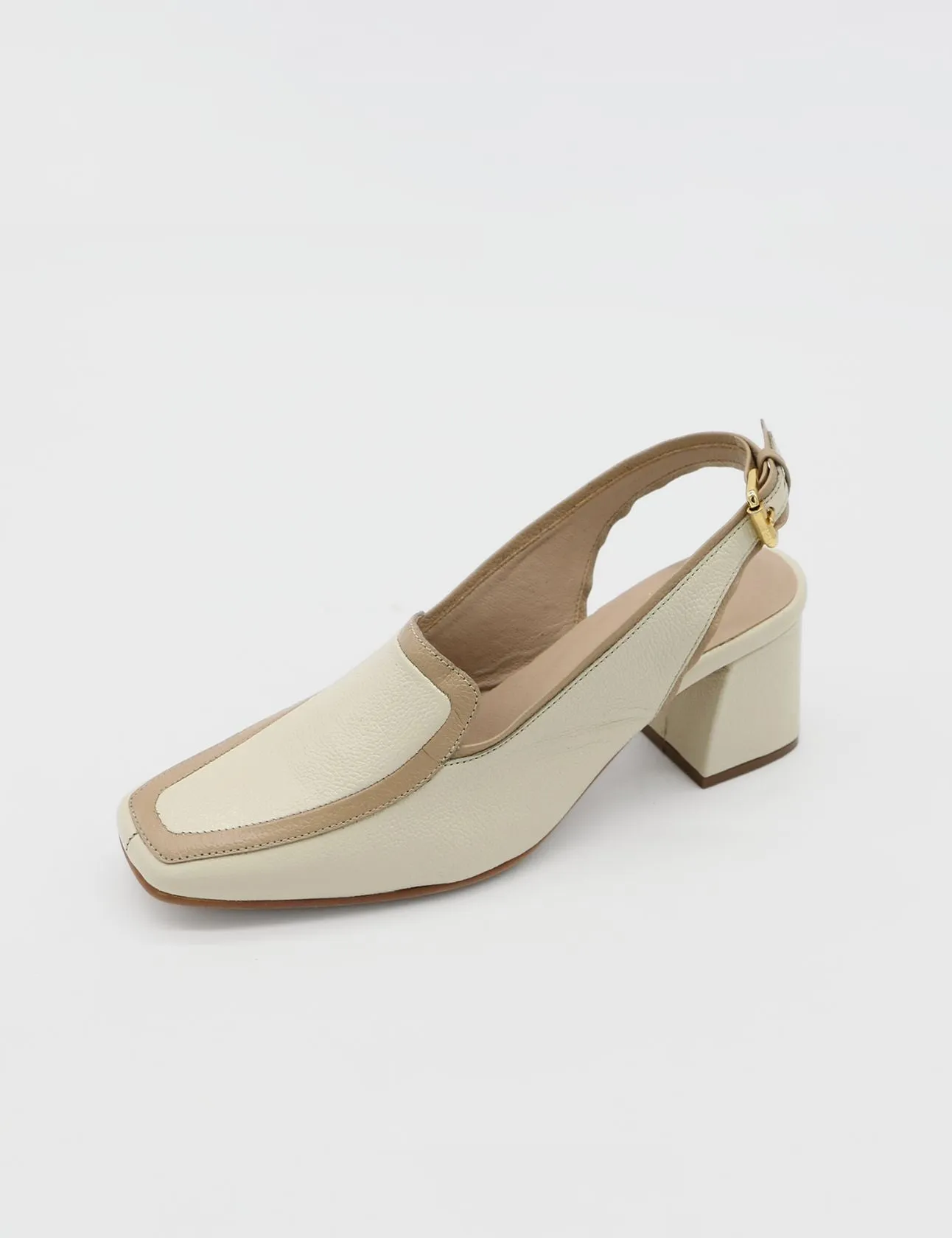 Bambina heeled mules in off white leather womens shoes