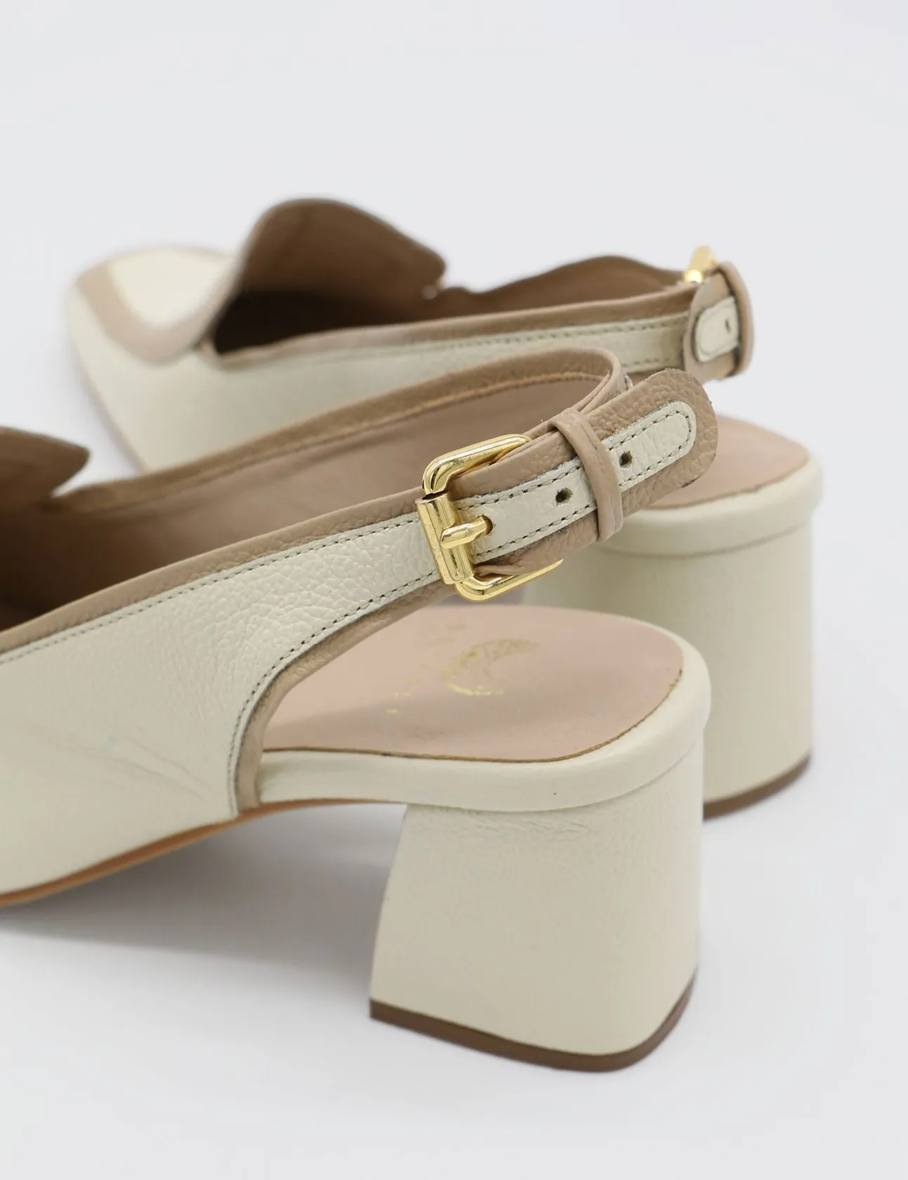 Bambina heeled mules in off white leather womens shoes