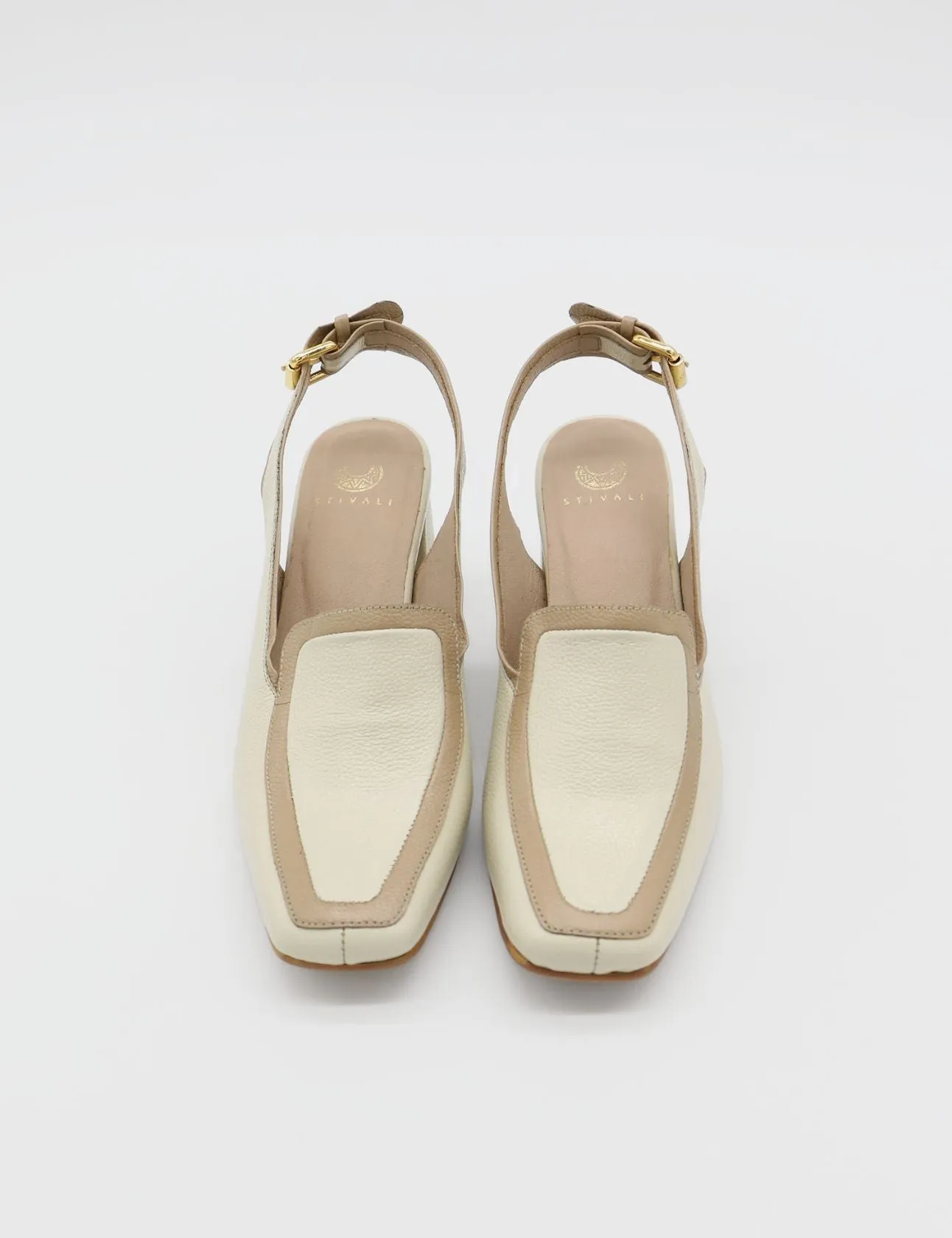 Bambina heeled mules in off white leather womens shoes