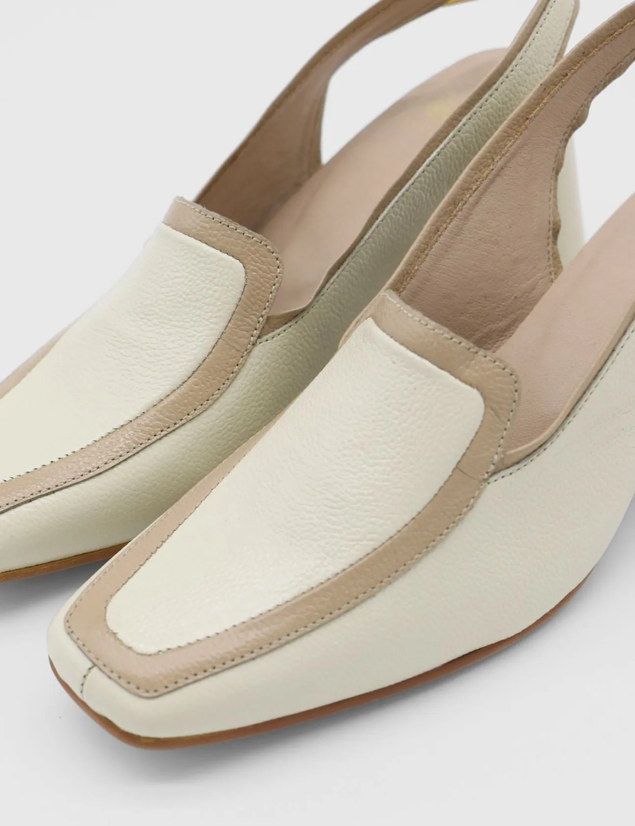 Bambina heeled mules in off white leather womens shoes