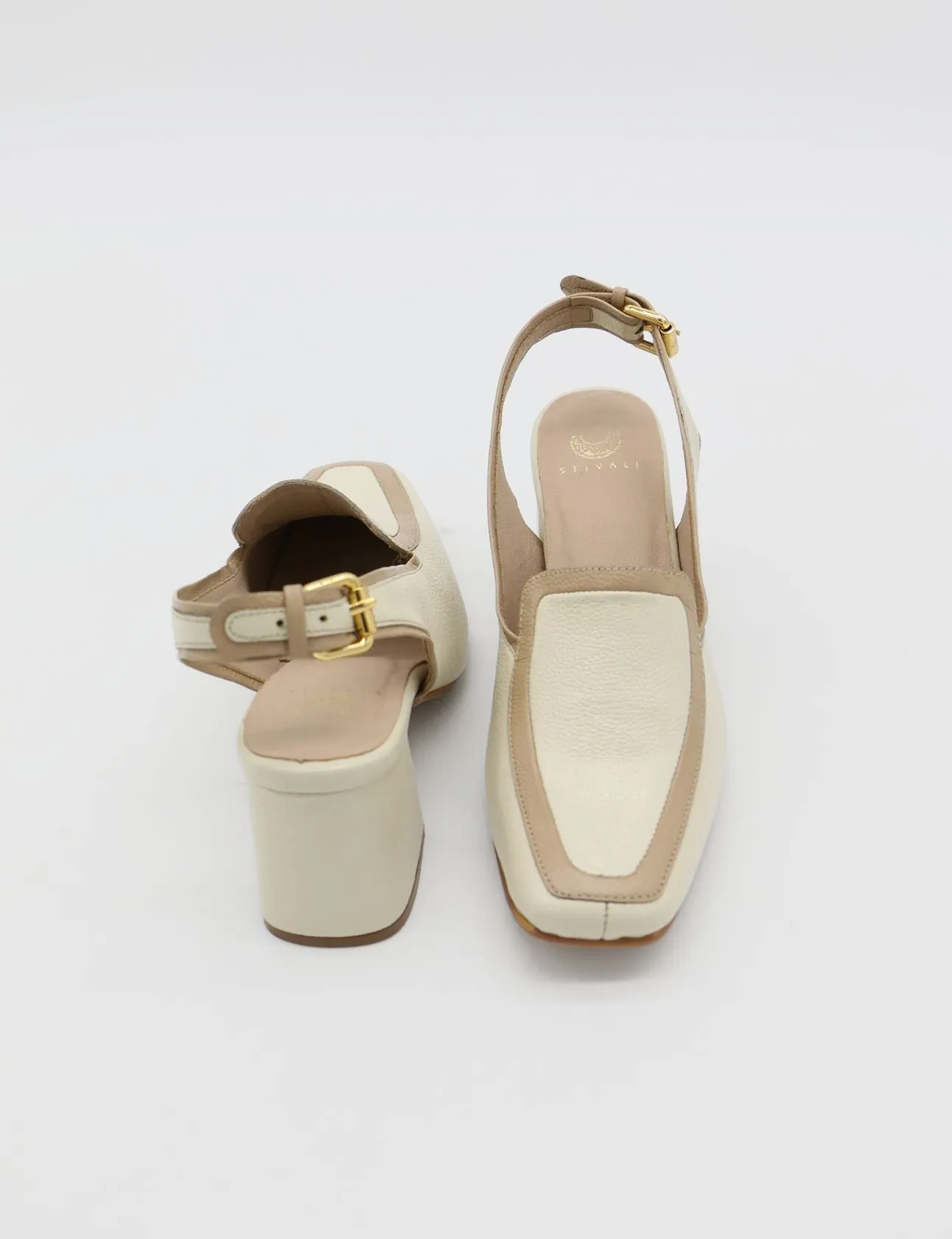 Bambina heeled mules in off white leather womens shoes