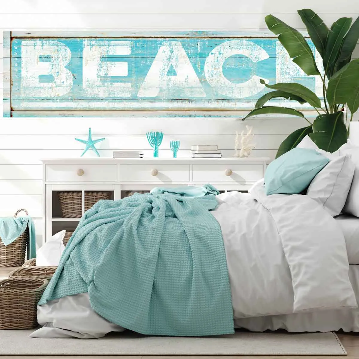 Beach Arrow Sign Teal Blue