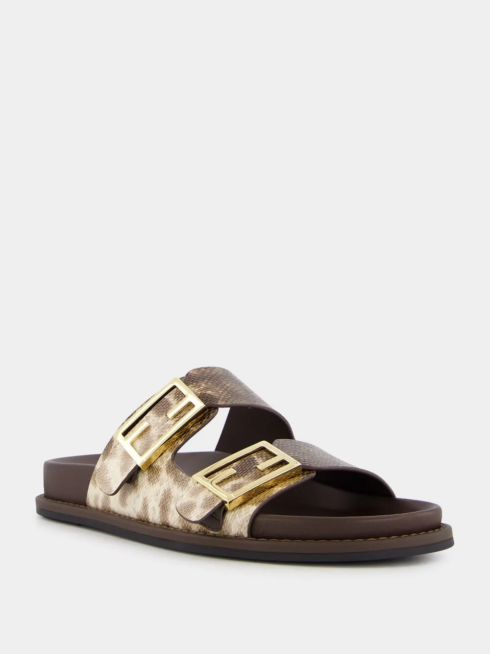 Beige Karung Leather Slides