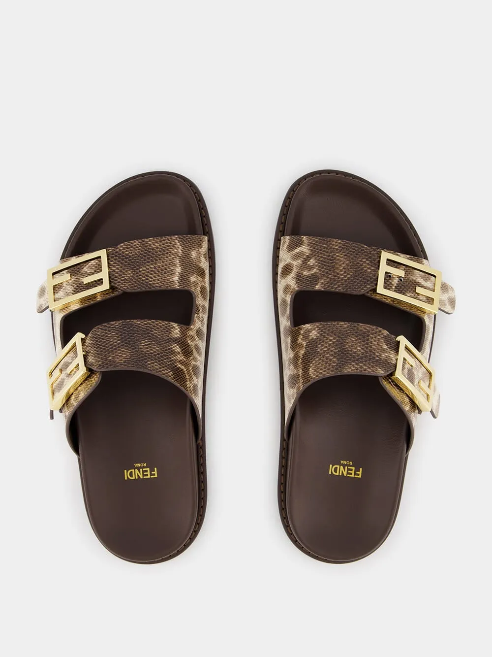 Beige Karung Leather Slides