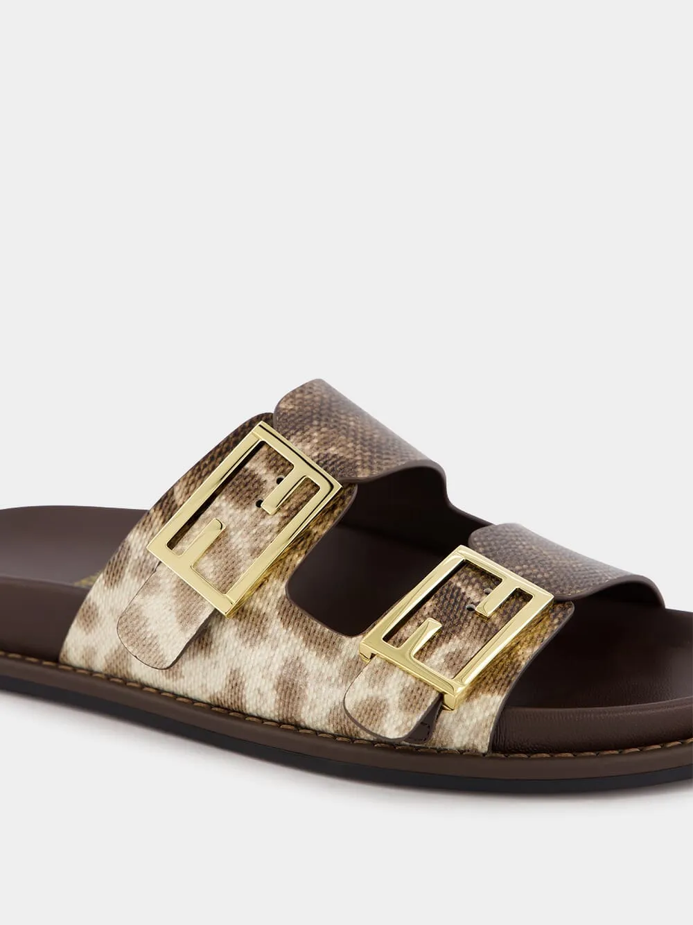 Beige Karung Leather Slides