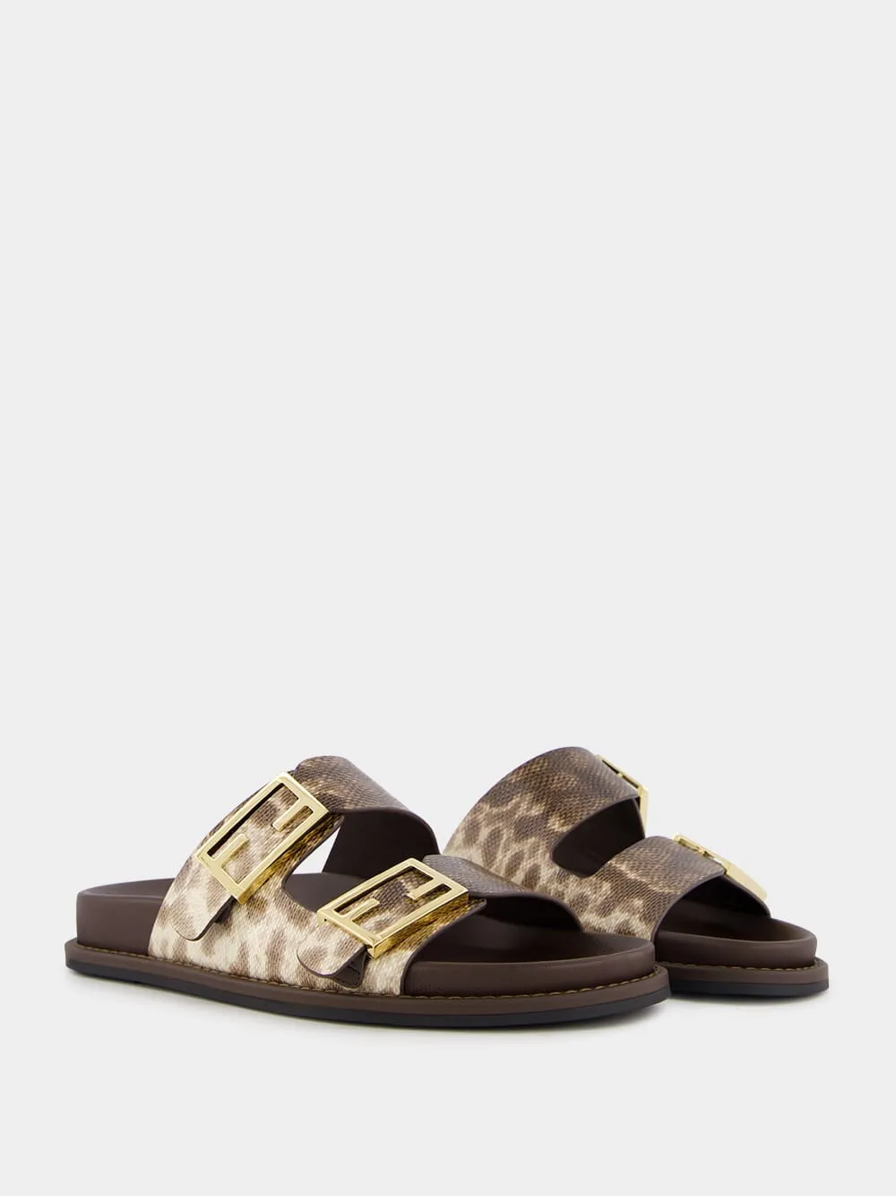 Beige Karung Leather Slides
