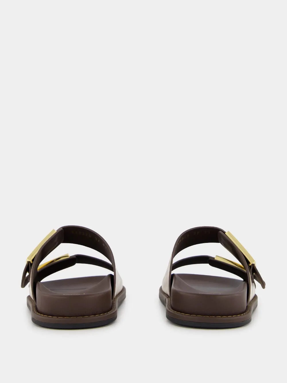 Beige Karung Leather Slides