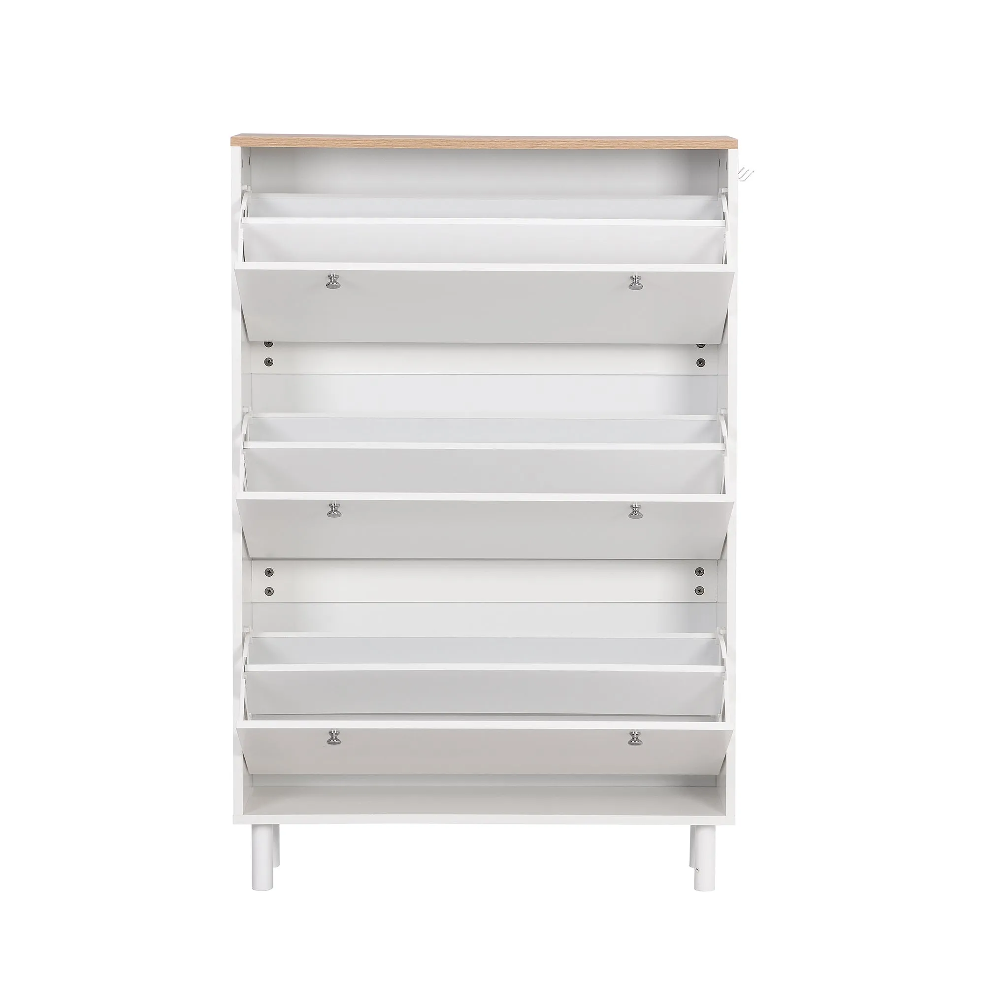Bio Shoe Cabinet with 3 Flip Drawers - White