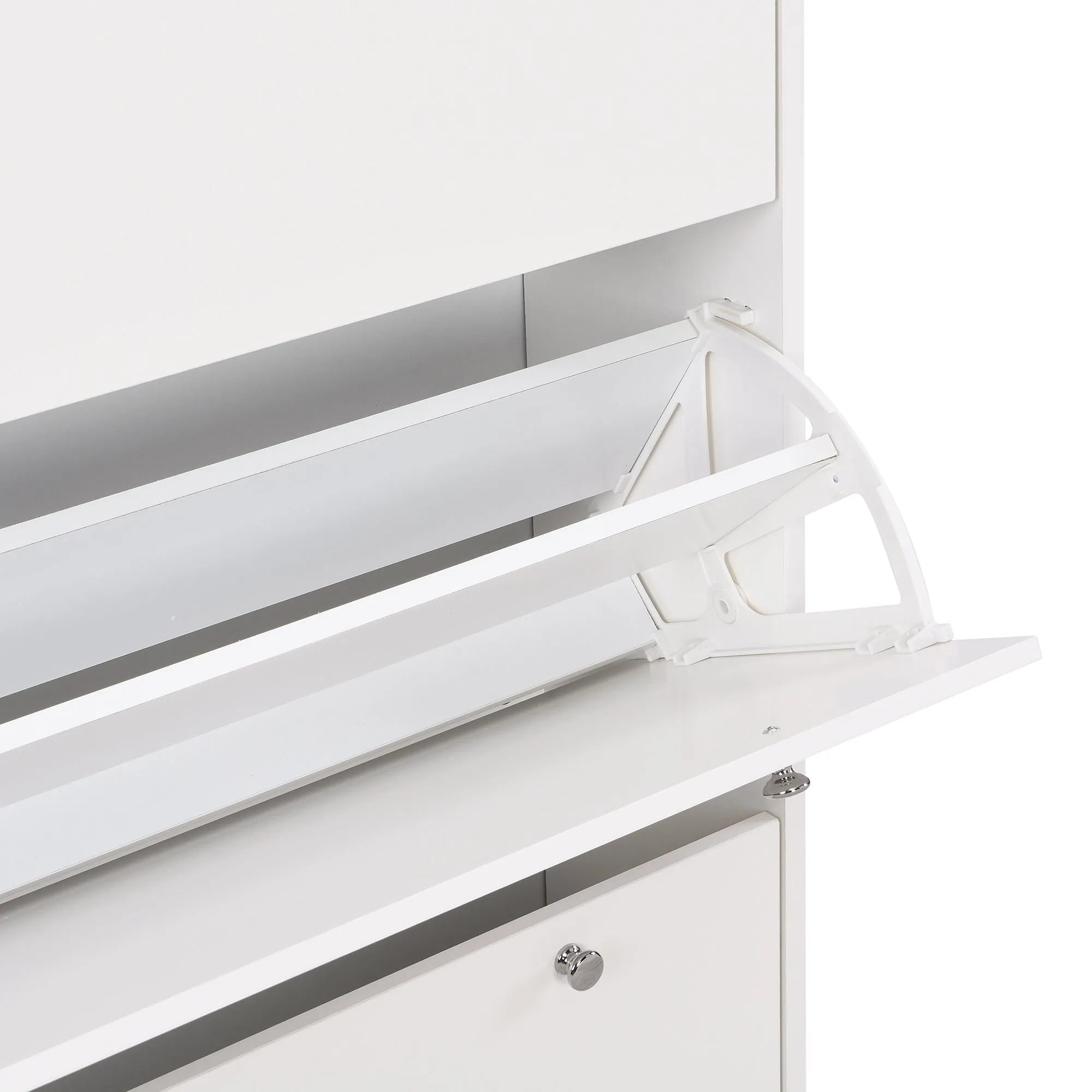 Bio Shoe Cabinet with 3 Flip Drawers - White
