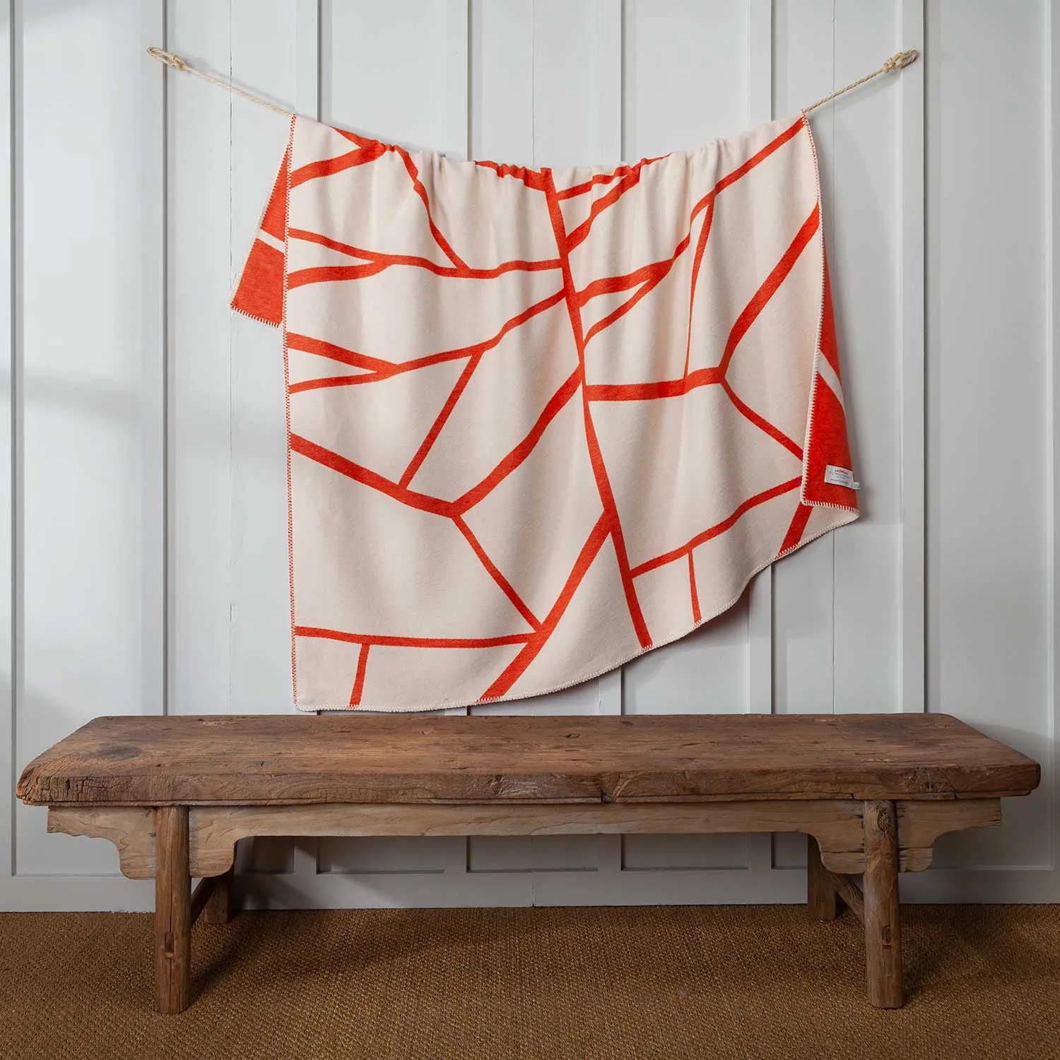 Blanket Stitch Cotton Throw Orange