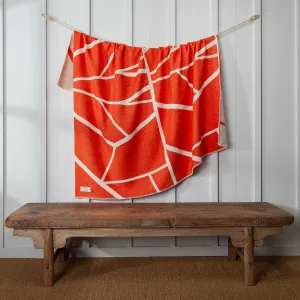 Blanket Stitch Cotton Throw Orange