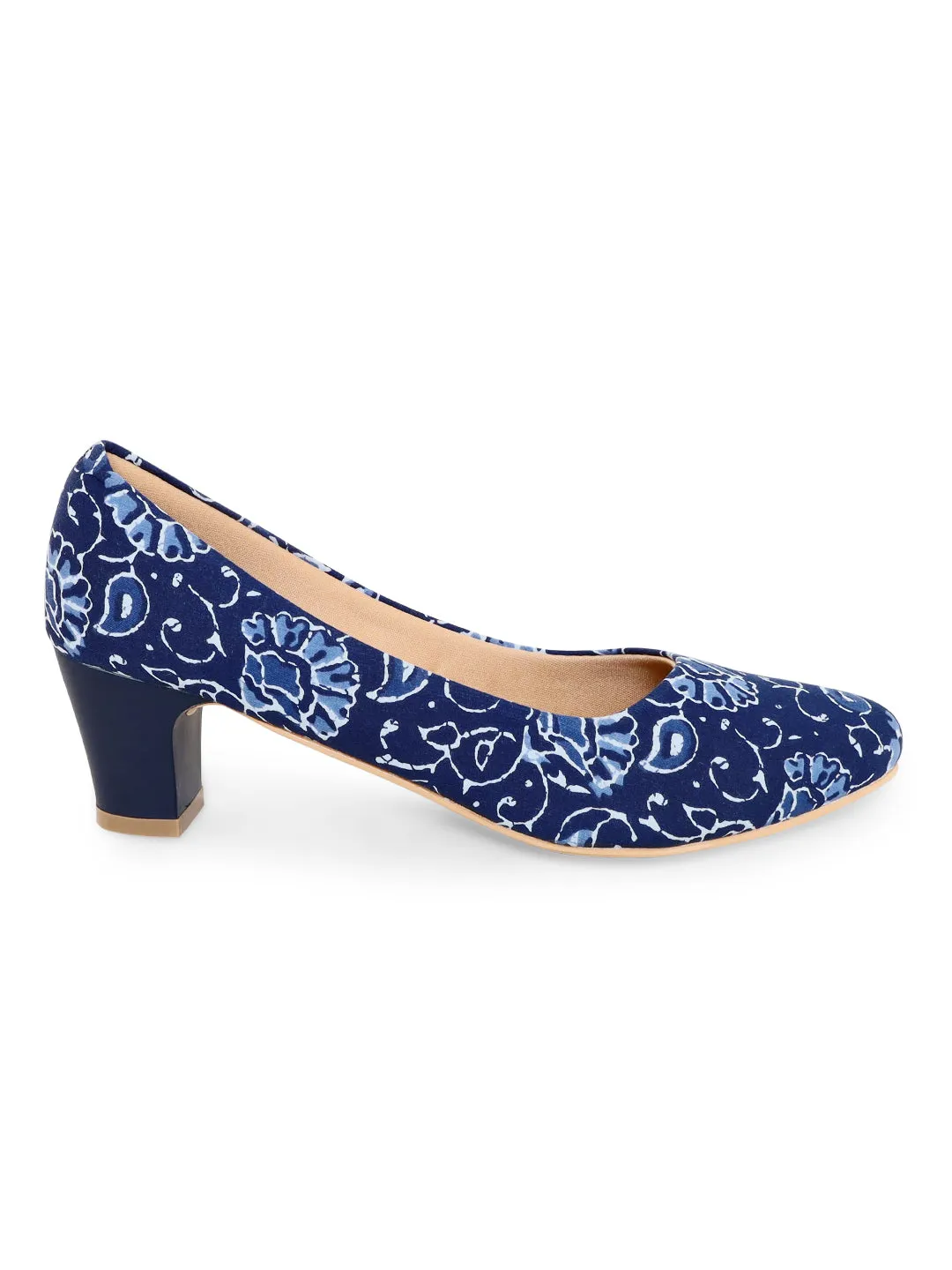 Blue Kalamkari Block Heels
