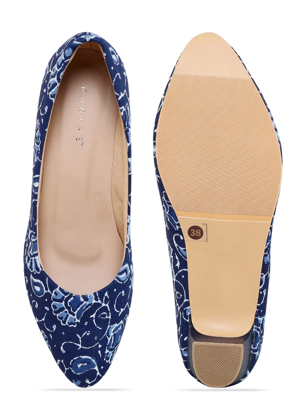 Blue Kalamkari Block Heels