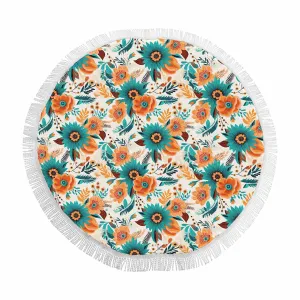 Boho Retro Floral  Circular Beach Shawl 59"