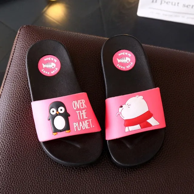 Casual Non-slip Indoor Slippers For Unisex With Cartoon Bear Pattern