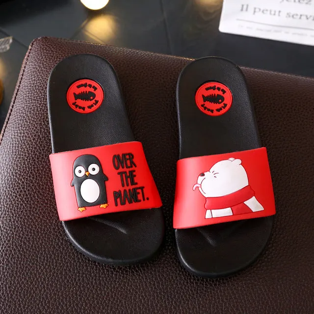 Casual Non-slip Indoor Slippers For Unisex With Cartoon Bear Pattern