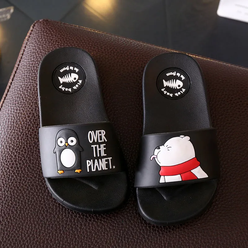 Casual Non-slip Indoor Slippers For Unisex With Cartoon Bear Pattern