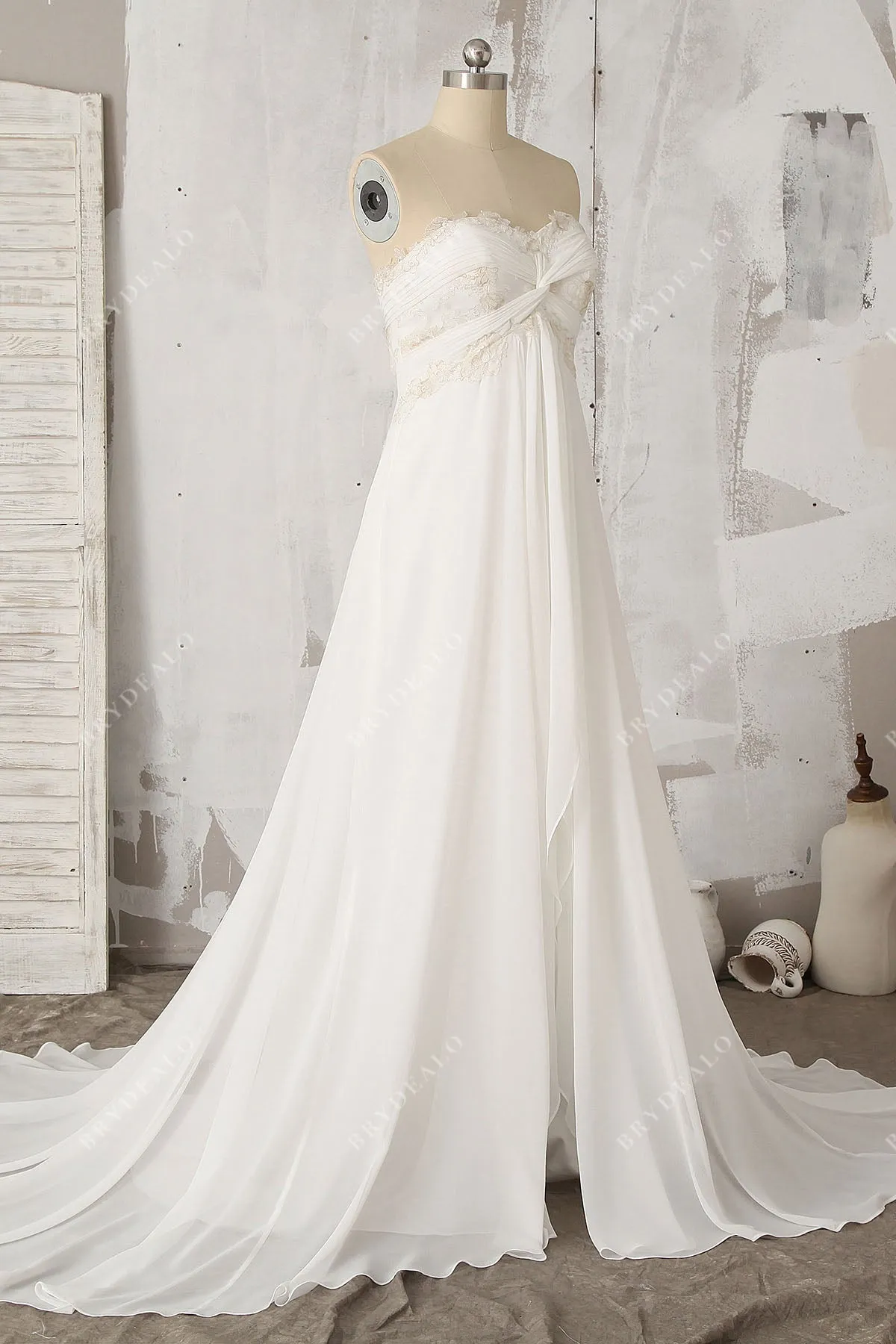 Chic Empire Strapless A-line Chiffon Maternity Beach Wedding Dress