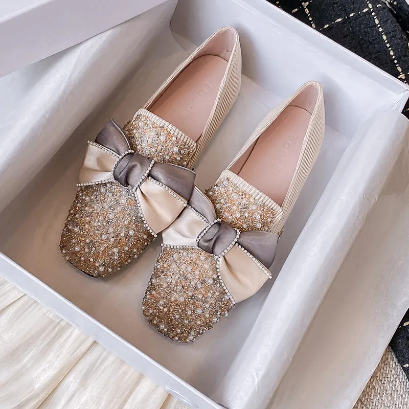 Cilool Gentle Flat Rhinestone Shoes