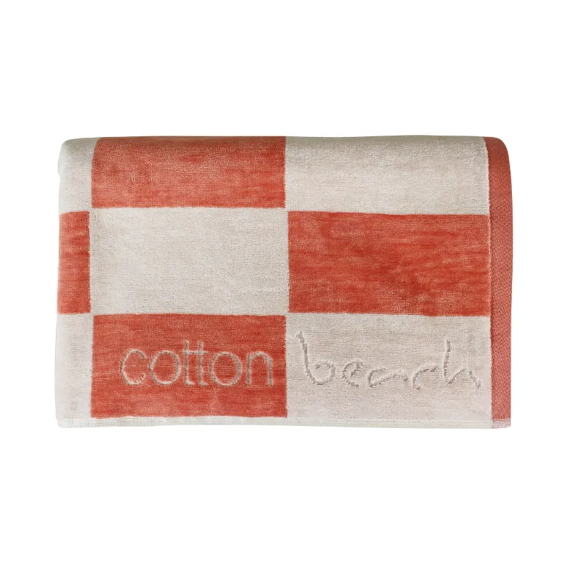 Cotton Beach Checka Coral Beach Towel