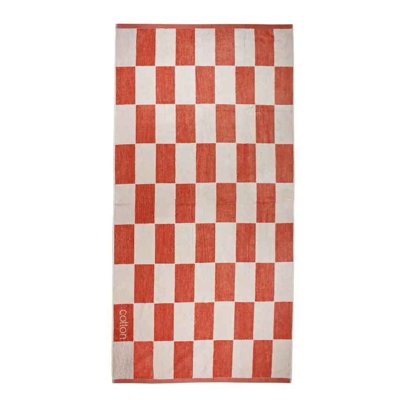Cotton Beach Checka Coral Beach Towel