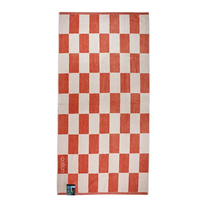 Cotton Beach Checka Coral Beach Towel