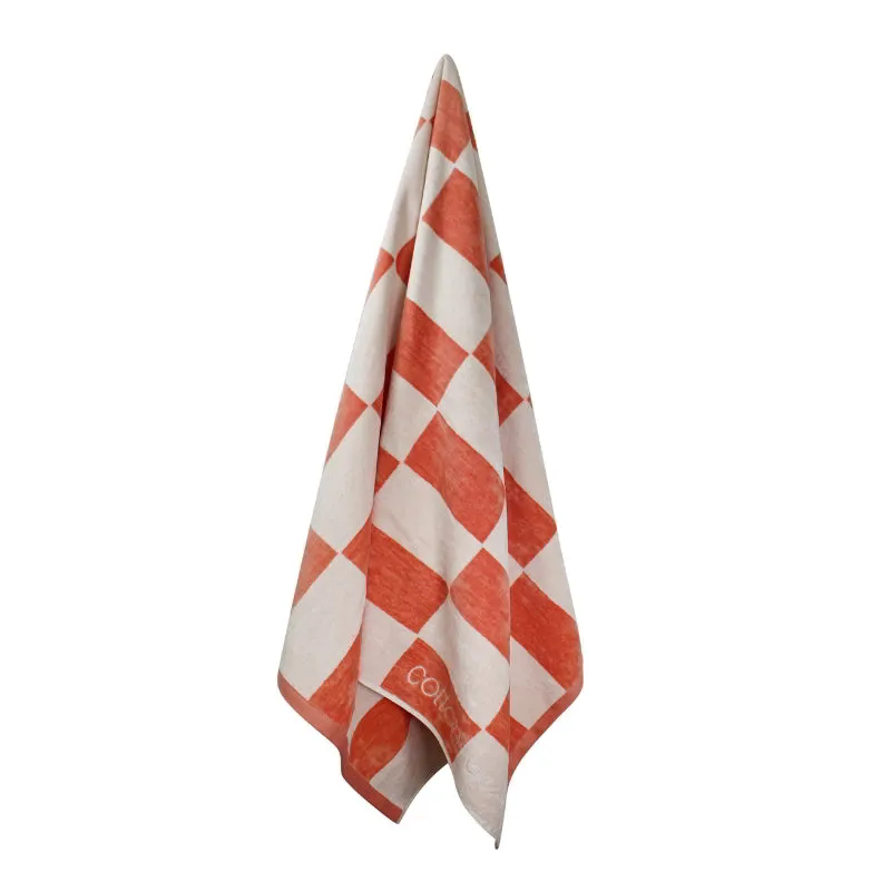 Cotton Beach Checka Coral Beach Towel
