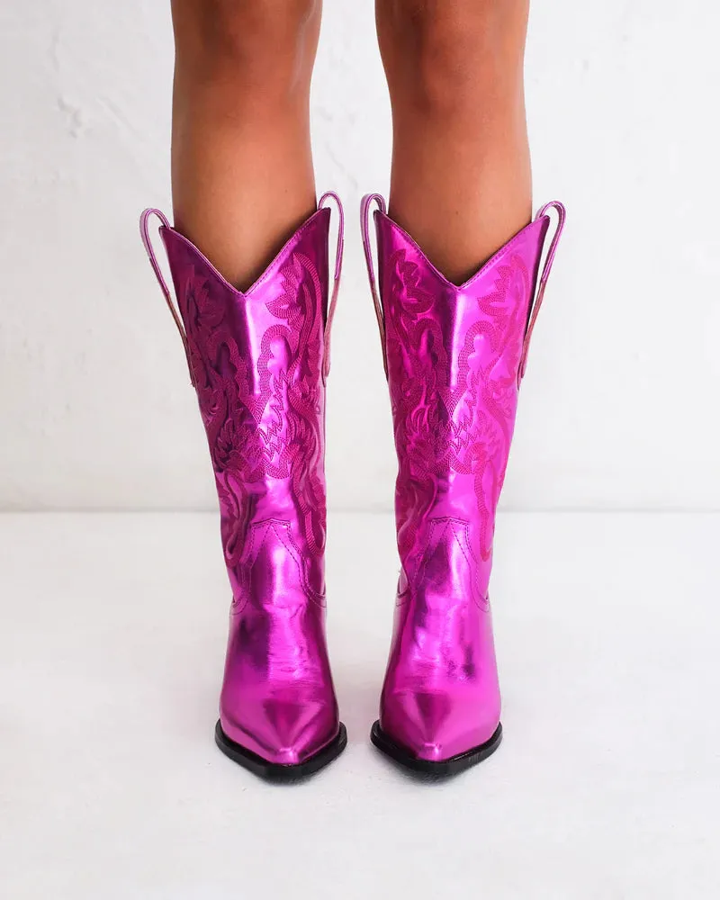 Danilo Metallic Boots - Fuchsia
