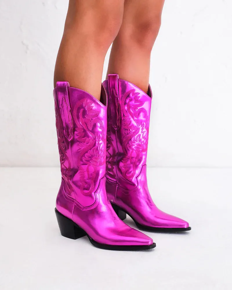 Danilo Metallic Boots - Fuchsia