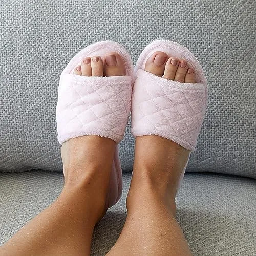 Dearfoams Women's Beatrice Side Gore Slide Slipper, Fresh Pink, Large