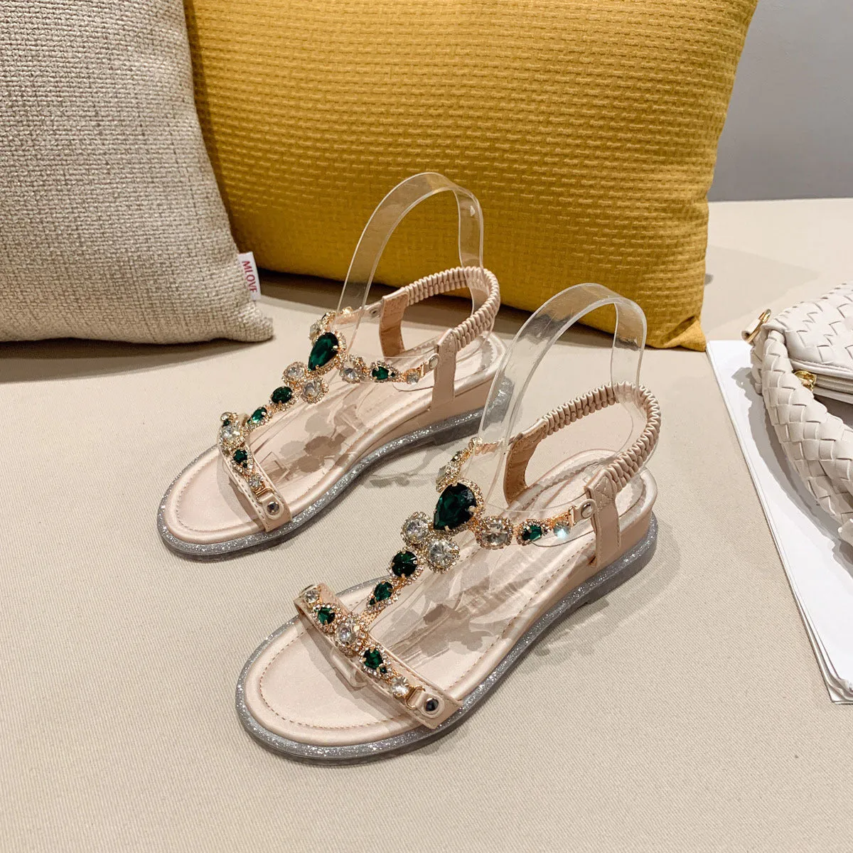 Fashion Wedge Heel Rhinestone Beach Sandals