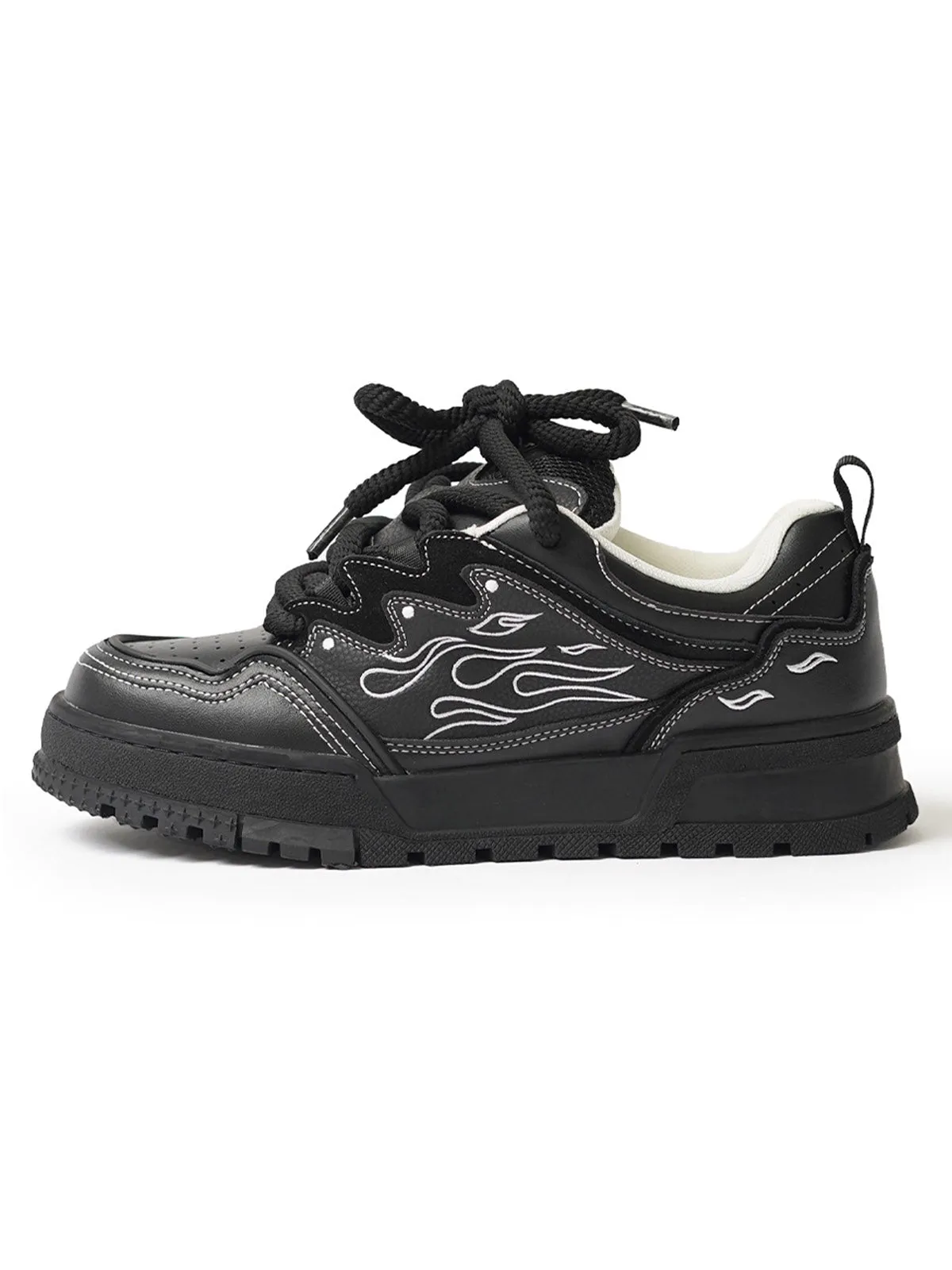 Flame Embroidery Skate Shoes