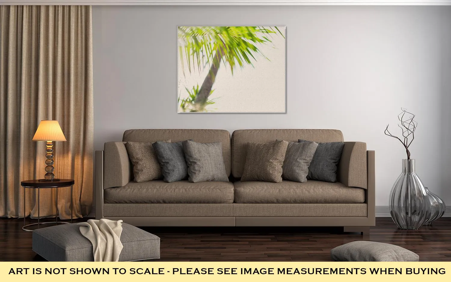 Gallery Wrapped Canvas, Tropical Palm Trees Branches Sun Light