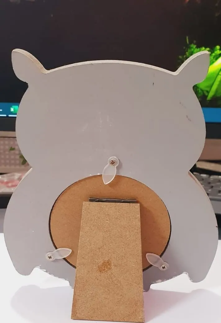 GeekGoodies Animal Owl Wooden Desk Tabletop Kids Photo Frame - Gray